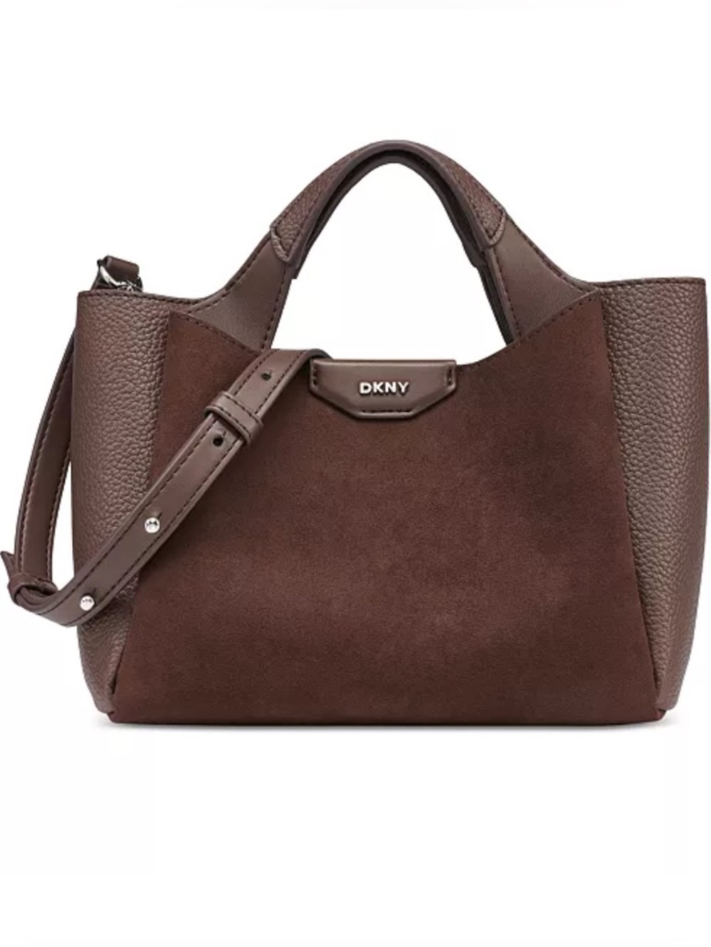 DKNY Brown Suede & Pebbled Leather Tote